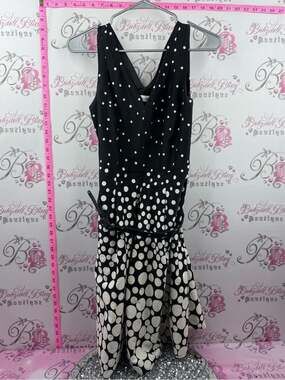 Ricki's dress belted dots vintage Black and White Polka Dot Midi pin up style